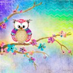 BBOw030 Purple Cherry Blossom Owl